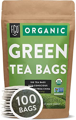 FGO Organic Green Tea, Eco-Conscious Tea Bags, 100 Count