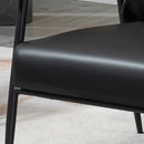 GYI Brown Leather Accent Chair Set of 2, 23.6'' Wide Armchair Set of 2, Industrial Black Metal Frame Accent Chairs with Wood Arms, Mid-Century Modern Comfy Sofa Chair for Living Room, Bedroom