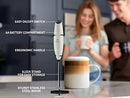 Powerful Milk Frother Foam Maker for Lattes - Whisk Drink Mixer for Coffee, Cappuccino, Frappe, Matcha, Hot Chocolate (Black)
