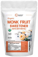 Organic Monk Fruit Sweetener with Organic Erythritol Granules, 1:1 Sugar Substitute, 4 Pounds (64 Ounce), Natural Sweetener for Smoothie, Drinks, Coffee, Tea, Cookies and More, Premium Monk Fruit Keto Diet, Vegan (Shipping Only)