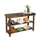 ECOMEX Shoe Rack Bench for Entryway, 3-Tier Wooden Shoe Shelf Shoe Organizer Bench Shoe Organizer Entryway Bench for Bedroom Balcony Entryway Entrance, Black(33.5''L)