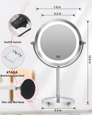 Gospire 1x/10x Magnifying Lighted Makeup Mirror Double Sided Round Standing 360 Degree Swivel Mirror for Shaving Bathroom 7 Inch Diameter