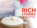 Powerful Milk Frother Foam Maker for Lattes - Whisk Drink Mixer for Coffee, Cappuccino, Frappe, Matcha, Hot Chocolate (Black)