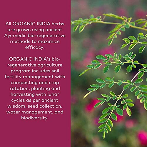 ORGANIC INDIA Ashwagandha Herbal Supplement - Stress Response Support, Vegan, Gluten-Free, Kosher, USDA Certified Organic, Non-GMO, Supports Mood, Endurance, Vitality & Strength - 180 Capsules