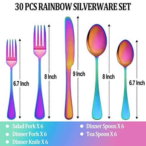 30 Piece Silverware Set Service for 6,Premium Stainless Steel Mirror Polished Cutlery Utensil Set,Durable Home Kitchen Eating Tableware Set,Include Fork Knife Spoon Set,Dishwasher Safe