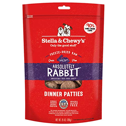 Stella & Chewy's Freeze Dried Raw Dinner Patties – Grain Free Dog Food, Protein Rich Absolutely Rabbit Recipe – 25 oz Bag