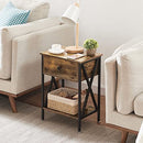 VECELO Modern Versatile Nightstands X-Design Side End Table Night Stand Storage Shelf with Bin Drawer for Living Room Bedroom, Set of 2 (Brown)