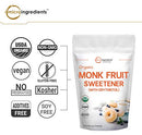 Organic Monk Fruit Sweetener with Organic Erythritol Granules, 1:1 Sugar Substitute, 4 Pounds (64 Ounce), Natural Sweetener for Smoothie, Drinks, Coffee, Tea, Cookies and More, Premium Monk Fruit Keto Diet, Vegan (Shipping Only)