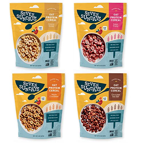 Upcycled Oat Protein Cereal by Seven Sundays – Maple Cinnamon 3-Pack | High Protein and Low Sugar Breakfast Cereal | Gluten Free, Vegan, Kosher, Non-GMO