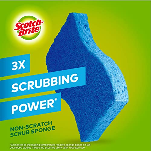 Scotch-Brite Zero Scratch Scrub Sponges for Cleaning Kitchen, Bathroom, and Household, Non-Scratch Sponges Safe for Non-Stick Cookware, 6 Scrubbing Sponges