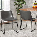 Waleaf Dining Chairs,Faux Leather Dining Chairs Set of 2,18 Inch Kitchen Dining Room Chairs with Backrest and Metal Leg,Mid Century Modern Armless Chair,Upholstered Seat