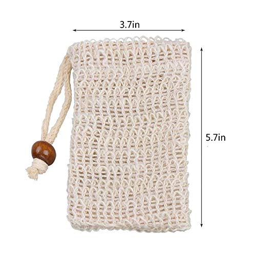 Selaurel Sisal Soap Bags 10 Pack Natural Drawstring Bags Mesh Exfoliating Soap Bag Soap Saver Pouch for Bath and Shower Foaming and Massage