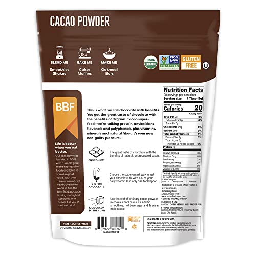 BetterBody Foods Organic Cacao Powder, Non-GMO, Gluten-Free Superfood, Cocoa, 16 Ounce