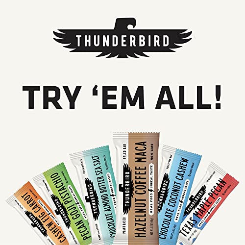Thunderbird Real Food Energy Bars, Bar Chocolate Almond Butter Sea Salt, Plant Based Protein, 1.7 Ounce, Fruit & Nut Nutrition Bars - No Added Sugar, Grain and Gluten Free, Non-GMO, 12 Pack