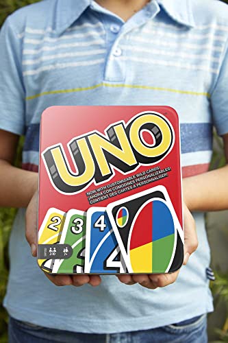 Mattel Games UNO Card Game, Toy for Kids and Adults, Family Game for Camping and Travel in Storage Tin Box (Amazon Exclusive)
