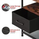 LAKEMID Nightstands Set of 2 with Charging Station and Drawer, End Table Bedside Table with 20 Colors LED Light Strip and 2 Layers Shelf for Bedroom Living Room Sofa (Rustic Brown)