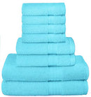 GLAMBURG 8-Piece Towel Set, Contains 2 Oversized Bath Towels 30x54, 2 Hand Towels 16x28, 4 Wash Cloths 13x13 - Quickdry Towel Sets, Ideal for Everyday use, Hotel & Spa - Black