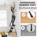 HBTower 3 Step Ladder, Folding Step Stool with Wide Anti-Slip Pedal, 500lbs Sturdy Steel Ladder, Convenient Handgrip, Lightweight, Portable Steel Step Stool, Black