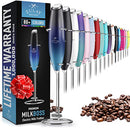 Powerful Milk Frother Foam Maker for Lattes - Whisk Drink Mixer for Coffee, Cappuccino, Frappe, Matcha, Hot Chocolate (Black)