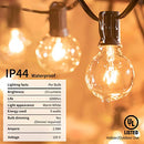 Outdoor String Lights 25 Feet G40 Globe LED Patio Lights with 13 Edison Plastic Bulbs(1 Spare), Waterproof Connectable Hanging Christmas Lights for Backyard Porch Balcony Party Xmas Decor, Black