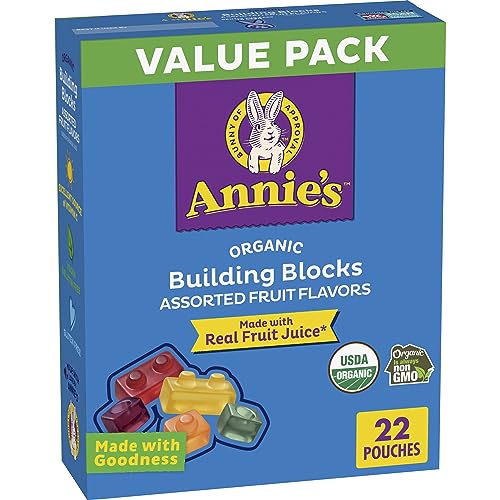 Annie's Organic Building Blocks Fruit Flavored Snacks, Assorted Fruit Flavors, Gluten Free, 22 Pouches, 15.4 oz.