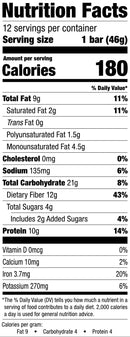 Raw Rev Vegan High-Protein Bars, Double Chocolate Brownie Batter, 10g Plant Protein, 12g Fiber, Non-GMO, 1.6 Oz, 12 Count (Pack of 1)