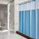 Hotel Style Cotton Shower Curtain with Snap-in Fabric Liner, Mesh Window Top, Honeycomb Waffle Weave Cotton Blend Fabric, Washable, White, 72x72 Inches