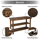 ECOMEX Shoe Rack Bench for Entryway, 3-Tier Wooden Shoe Shelf Shoe Organizer Bench Shoe Organizer Entryway Bench for Bedroom Balcony Entryway Entrance, Black(33.5''L)