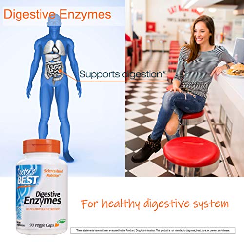 Doctor's Best Digestive Enzymes Non-GMO Vegetarian Gluten Free, 90 Veggie Caps