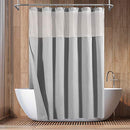 Hotel Style Cotton Shower Curtain with Snap-in Fabric Liner, Mesh Window Top, Honeycomb Waffle Weave Cotton Blend Fabric, Washable, White, 72x72 Inches