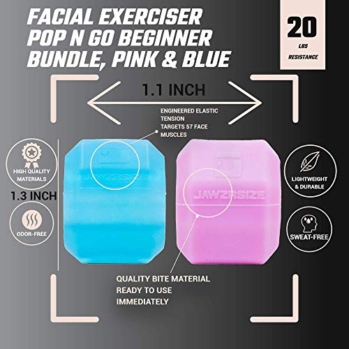 Jawzrsize Pop N Go and Custom Fit Jaw Enhancer Bundles- Jaw, Face, and Neck Exerciser and Toner