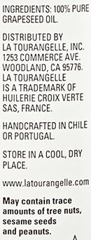 La Tourangelle, Expeller-Pressed Grapeseed Oil, High Heat Neutral Cooking Oil, Cast Iron Seasoning, Also Great for Skin, Hair, and DIY Beauty Recipes, 16.9 fl oz