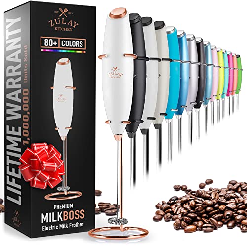 Powerful Milk Frother Foam Maker for Lattes - Whisk Drink Mixer for Coffee, Cappuccino, Frappe, Matcha, Hot Chocolate (Black)