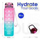 Fidus 32oz Motivational Water Bottles with Times to Drink & Straw,Leakproof BPA Free Bottle with Time Marker to Ensure You Drink Enough Water Daily for Fitness, Gym and Outdoor Sports
