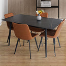 ZckyCine Modern mid-Century Dining Table Dining Table and Chairs for 6 Rectangular Wooden Dining Table Expandable Dining Table Space-Saving Multifunctional Dining Table (Table+6 Brown Chairs)