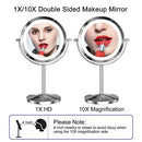 Gospire 1x/10x Magnifying Lighted Makeup Mirror Double Sided Round Standing 360 Degree Swivel Mirror for Shaving Bathroom 7 Inch Diameter