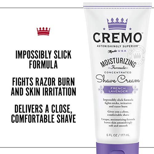 Cremo French Lavender Moisturizing Shave Cream, Astonishingly Superior Ultra-Slick Shaving Cream for Women Fights Nicks, Cuts and Razor Burn, 6 Oz (2-Pack) (Shipping Only)