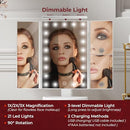 SUPERJARE Vanity Desk, Makeup Vanity with Lighted Mirror, White Desk with Drawers, 35.4 Inches Makeup Vanity Desk with Lights, for Bedroom, White and Gold