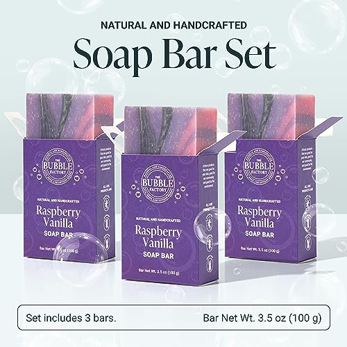 The Bubble Factory Lavender Rosemary - Handmade in the USA, Palm Oil Free, All Natural Bar Soap, 3 Bars