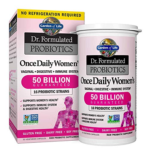 Garden of Life Once Daily Dr. Formulated Probiotics for Women 50 Billion CFU 16 Probiotic Strains with Organic Prebiotics for Digestive, Vaginal & Immune Health, Dairy Free, Shelf Stable 30 Capsules