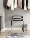 SONGMICS Luggage Rack, Pack of 2, Luggage Racks for Guest Room, Suitcase Stand, Steel Frame, Foldable, for Bedroom, Black URLR64B-2