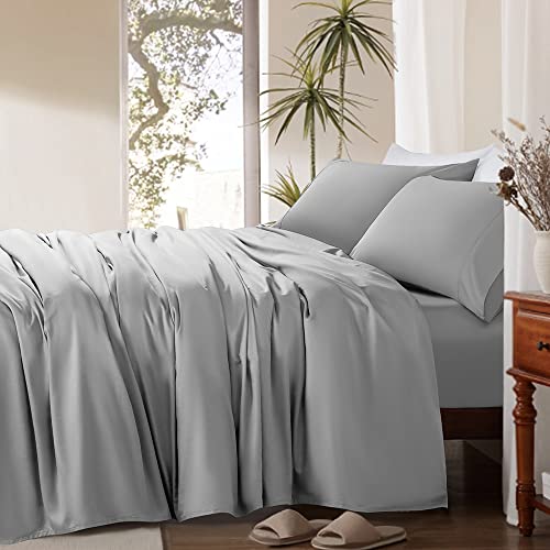 SONORO KATE Bed Sheet Set Super Soft Microfiber 1800 Thread Count Luxury Egyptian Sheets Fit 18-24 Inch Deep Pocket Mattress Wrinkle-6 Piece (Beige, Queen)