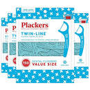 Plackers Twin-Line Dental Flossers, Advanced Whitening and Dual Action Flossing System, Easy Storage, Super Tuffloss, 2X The Clean, Cool Mint Flavor