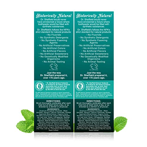 Dr. Sheffield’s Certified Natural Toothpaste (Extra-Whitening) - Great Tasting, Fluoride Free Toothpaste/Freshen Your Breath, Whiten Your Teeth, Reduce Plaque (2-Pack) (Shipping Only)