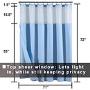 Hotel Style Cotton Shower Curtain with Snap-in Fabric Liner, Mesh Window Top, Honeycomb Waffle Weave Cotton Blend Fabric, Washable, White, 72x72 Inches