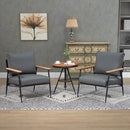 GYI Brown Leather Accent Chair Set of 2, 23.6'' Wide Armchair Set of 2, Industrial Black Metal Frame Accent Chairs with Wood Arms, Mid-Century Modern Comfy Sofa Chair for Living Room, Bedroom