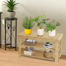 ECOMEX Shoe Rack Bench for Entryway, 3-Tier Wooden Shoe Shelf Shoe Organizer Bench Shoe Organizer Entryway Bench for Bedroom Balcony Entryway Entrance, Black(33.5''L)