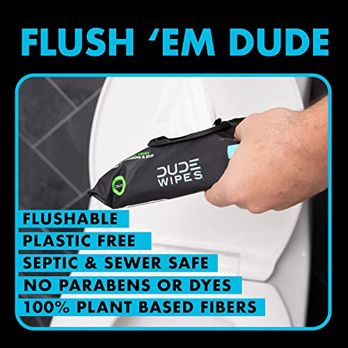 DUDE Wipes Flushable Wipes - 3 Pack, 144 Wipes - Unscented Adult Wet Wipes with Vitamin-E & Aloe for at-Home Use - Septic and Sewer Safe