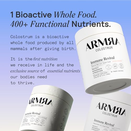 ARMRA Colostrum™ Premium Powder, Grass Fed, Gut Health Bloating Immunity Skin & Hair, Contains 400+ Bioactive Nutrients, Potent Bioavailable, Keto, Gluten & Fat Free (Unflavored | 30 Servings)