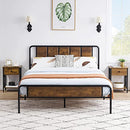 VECELO Modern Versatile Nightstands X-Design Side End Table Night Stand Storage Shelf with Bin Drawer for Living Room Bedroom, Set of 2 (Brown)